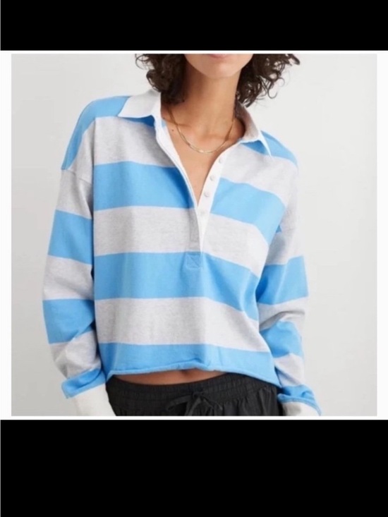 aerie Tops - NWT Aerie Sporty Prep Rugby Polo in Blue and Grey Stripe size XL
